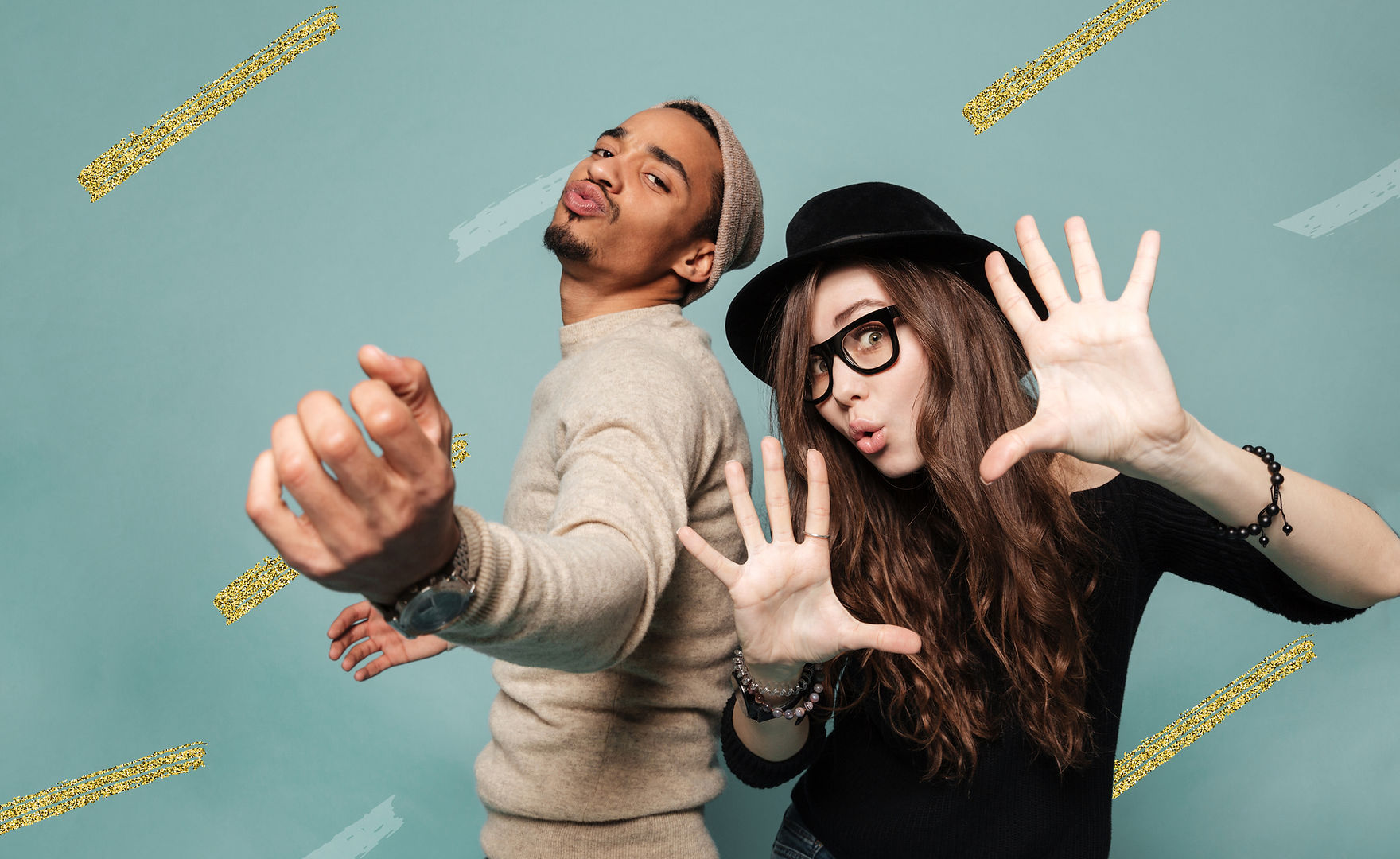 Guests having fun in a photo booth at an event